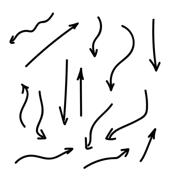矢印ベクトルラインアートセット 矢印ベクトル手黒のセットを描いた 矢印ベクトルドア分離 — ストックベクタ