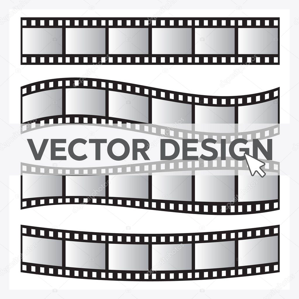 Film roll vector, film 35mm, slide film frame set. Negative and strip, media filmstrip