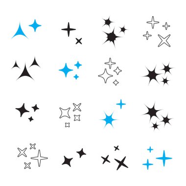 Işıltılı çizgi simgeleri. Siyah parıltı sembolleri vektör eps10