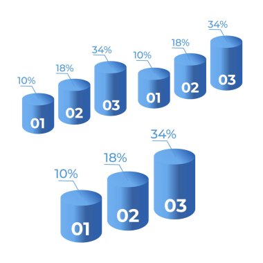İstatistikler 3d grafik çubuğu çizelgesi. Bilgi adımları ve seçenekler. Çizelge ve grafik sunumu