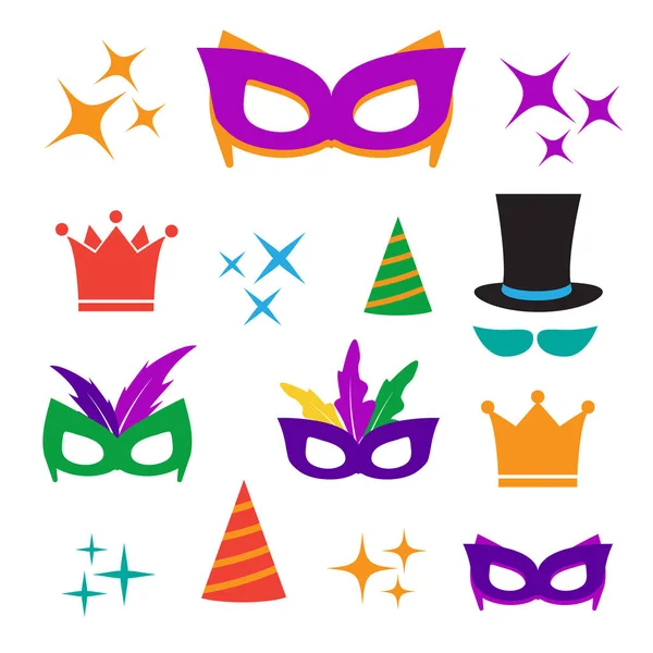 Party Birthday Photo Booth Props Hat Mask Costume Cylinder — Stock Vector