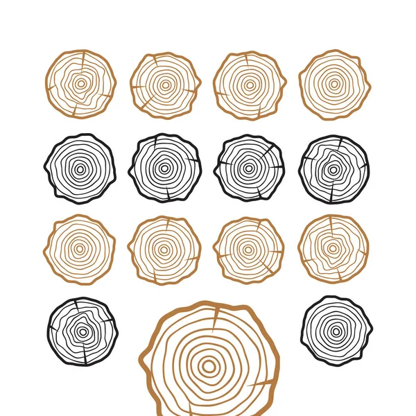 Résumé Âge Cercle Annuel Arbre Arrière Plan Anneaux Arbre Ensemble — Image vectorielle