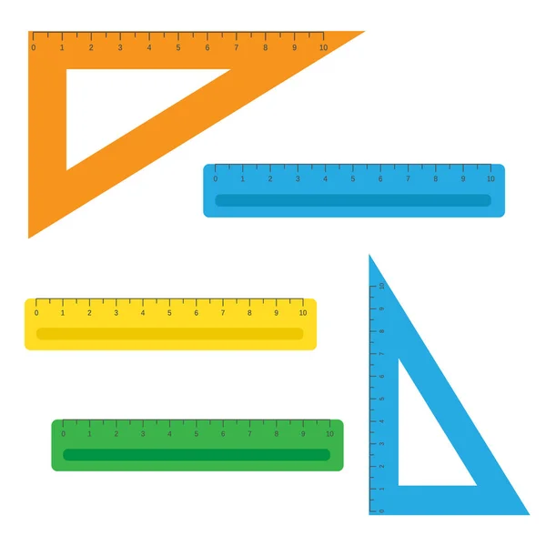 Schoolinstrumenten Linialen Vector Set Instrument Liniaal Voor Het Meten Gereedschap — Stockvector