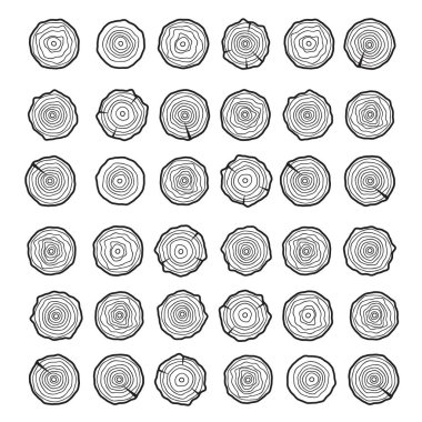 Yıllık soyut çember ağaç arkaplanı. Ağaç halkaları vektörü belirlendi
