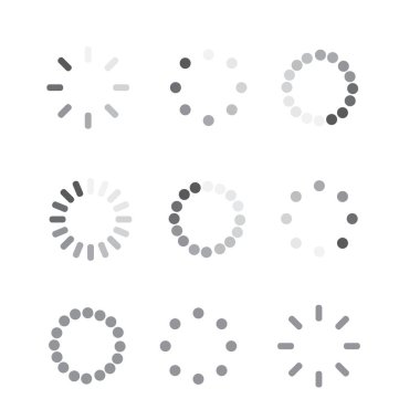 Yükleyici ilerleme simgesi. İlerleme çubuğunu imzala. Çember bekleme simgesi