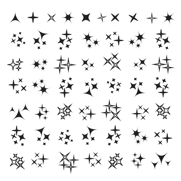 Parlak ışıklar ayarlandı. Parlayan ışık efekti yıldızı. Parıldayan ışıklar vektörü