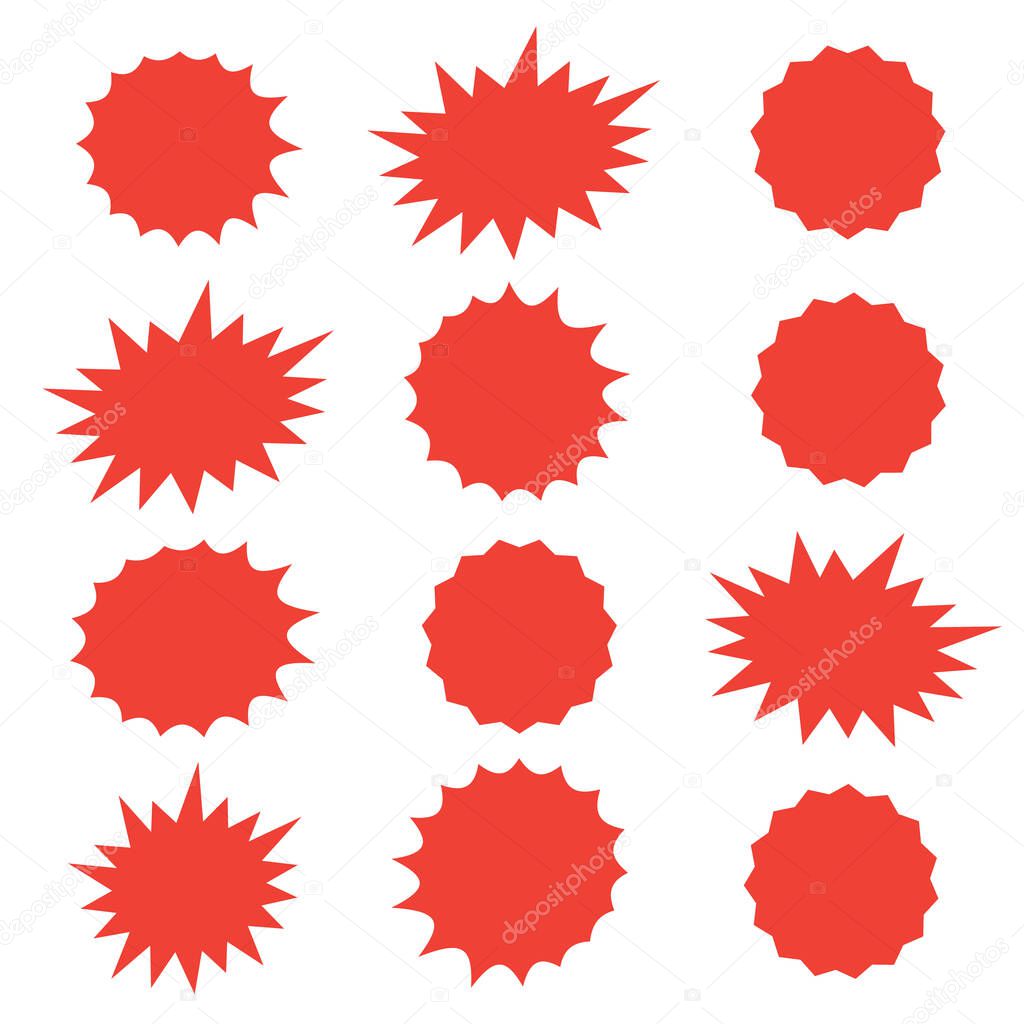 Set of vector starburst, sunburst badges. Starburst isolated icons set