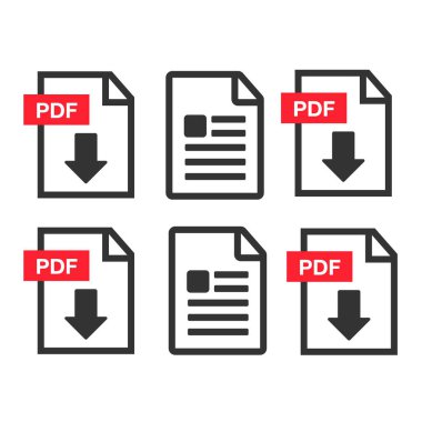 PDF Dosya indirme simgesi. Belge metni, sembol web biçimi bilgisi. Pdf simgesi