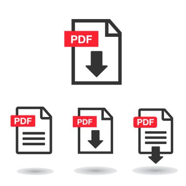 PDF Dosya indirme simgesi. Belge metni, sembol web biçimi bilgisi. Pdf simgesi