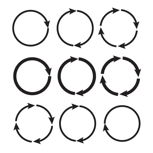 Set Frecce Vettoriali Circolari Ricarica Rotazione Ciclo Segno Frecce Business — Vettoriale Stock
