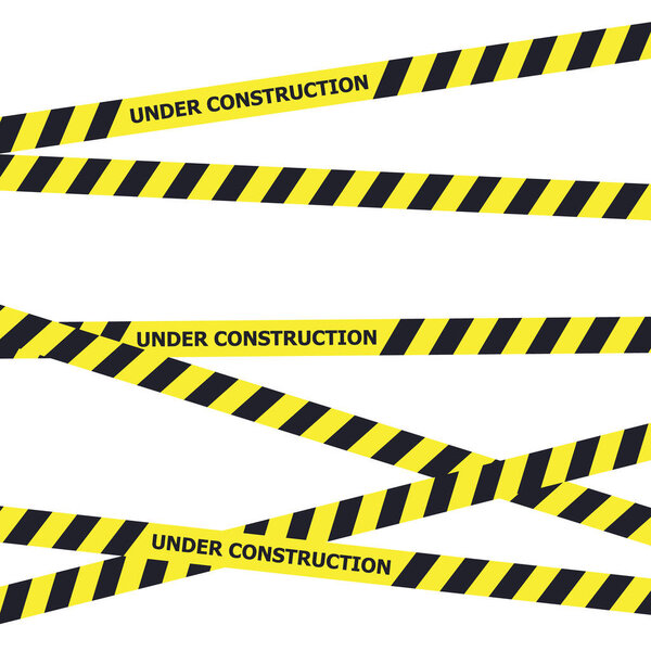 Caution and danger ribbon over white background. Warning tape banner