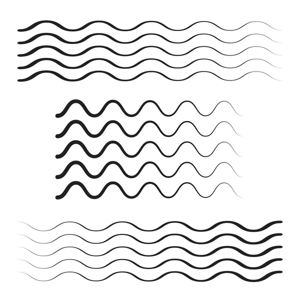 Icône Contour Des Vagues Ensemble Zigzag Les Frontières Des Vagues — Image vectorielle