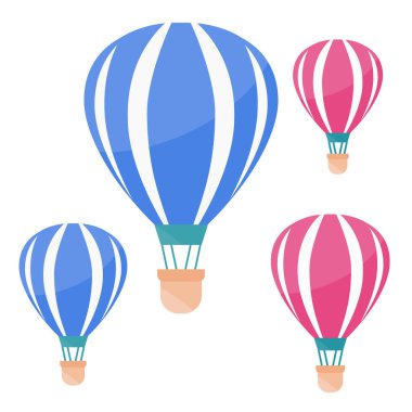 Sıcak hava balonları ayarlandı. Hava balonu düz vektörü