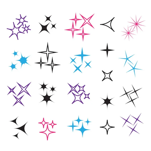 Étincelles Étoiles Allumées Étoile Effet Lumière Vecteur Lumières Scintillantes — Image vectorielle