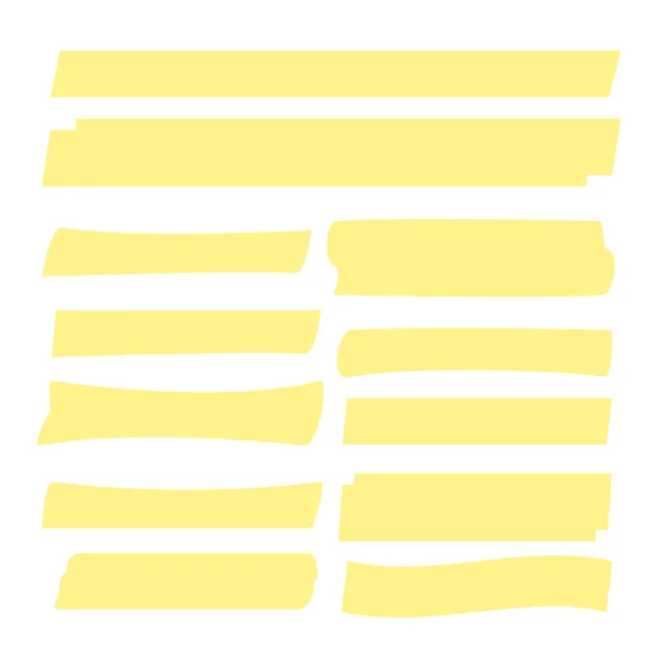 Líneas Marcadoras Amarillas Trazos Resaltador Diseño Dibujo — Vector de stock