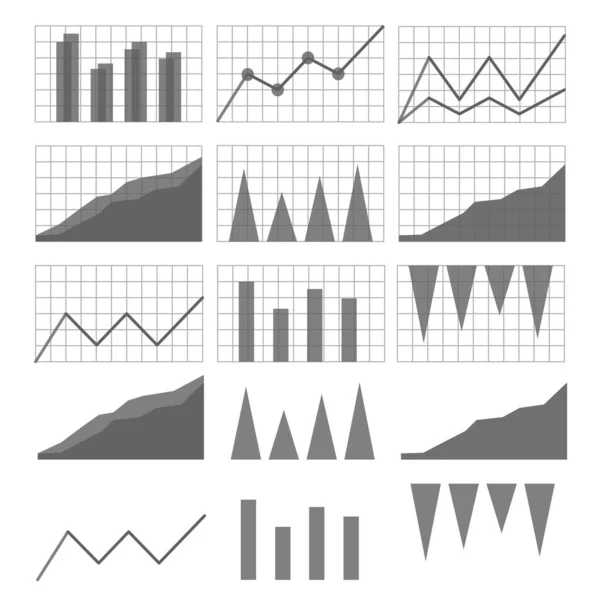 Grafiken Und Diagramme Eingestellt Statistiken Und Daten Informationen Grafiken Und — Stockvektor