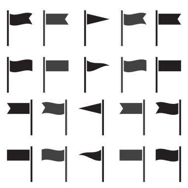 Bayrak simgeleri. Bayrak siluetleri izole edildi. İşaretleyici işareti için bayraklar