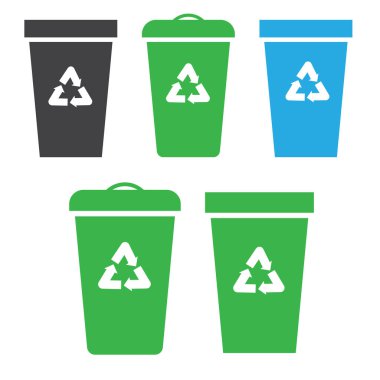 Çöp tenekesi. Çöp kovası ve konteynır çöpü vektör çizimi