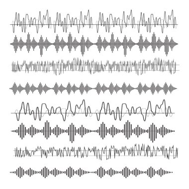 Ses dalgaları konsepti. Ses dalgaları vektörü. Ses dalgaları düz bir şekilde işaret ve sembol verir