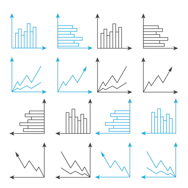 Sketch business graphic. Charts vector doodle infographics