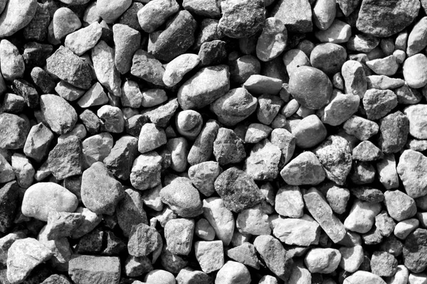Pile Small Gravel Stones Black White Seasonal Natural Background — Stock Photo, Image