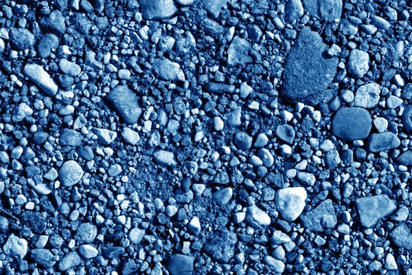 Pile Small Gravel Stones Navy Blue Tone Seasonal Natural Background — Stock Photo, Image