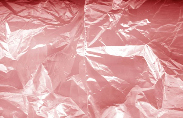 Superficie Plástica Transparente Arrugada Tono Rojo Fondo Abstracto Textura Para — Foto de Stock