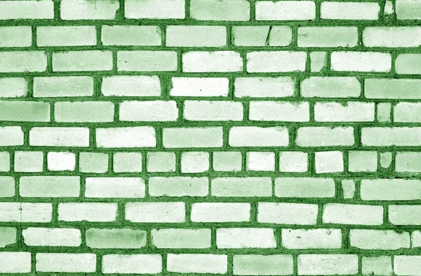 Green Tone Old Grungy Brick Wall Surface Abstract Architectural Background — Stock Photo, Image