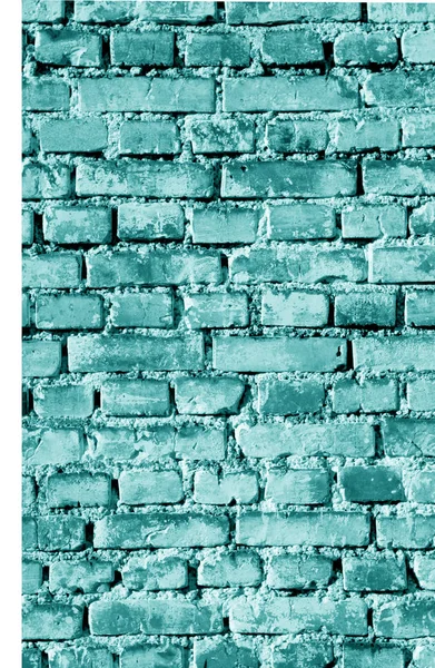 Old Grungy Brick Wall Surface Cyan Tone Abstract Architectural Background — Stock Photo, Image