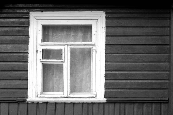 Vieille Fenêtre Maison Bois Noir Blanc Fond Saisonnier Texture Pour — Photo