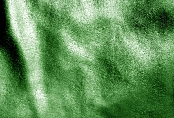 Natural leather on sun in green color. Abstract background and texture for design.