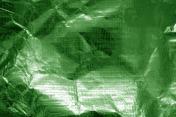 Crumpled Plastic Textile Texture Green Color Abstract Background Texture Design — Stock Photo, Image