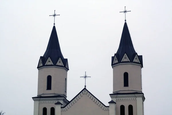 Antiga Igreja Católica Bielorrússia Fundo Sazonal Textura — Fotografia de Stock