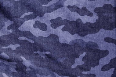 Eski Kamuflaj kumaş mavi ses tonuyla. Arka plan ve tasarım ve fikirler için doku.