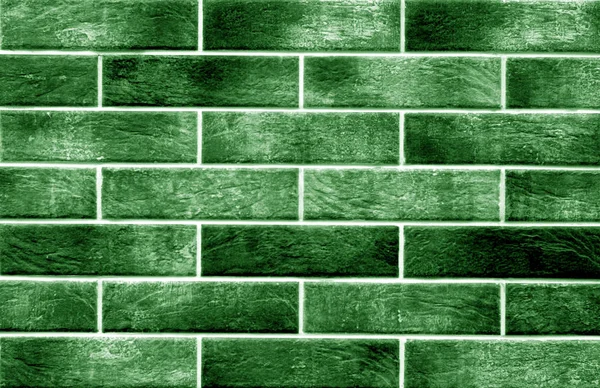Cegła Dekoracyjna Ściany Kolorze Zielonym Tło Tekstura Projektowania — Zdjęcie stockowe