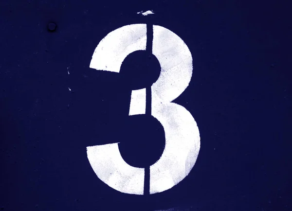 Nummer Schablone Auf Metallwand Blauem Ton Abstrakter Hintergrund Und Textur — Stockfoto