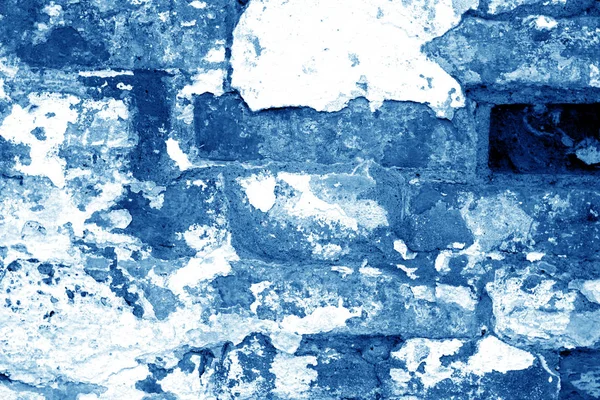 Gammal grungy tegelvägg konsistens i marinblå ton. — Stockfoto