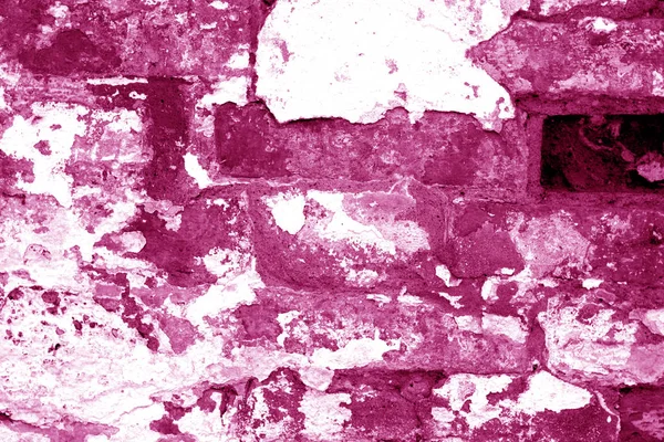 Gamla grungy tegelvägg textur i rosa ton. — Stockfoto