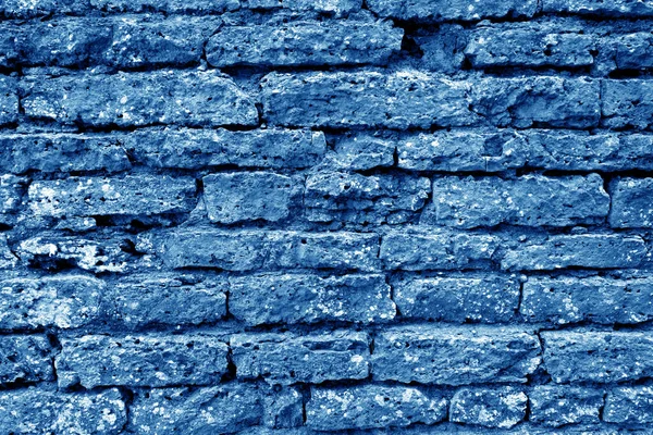 Stará špinavá cihlová stěna textura v námořně modrém tónu. — Stock fotografie