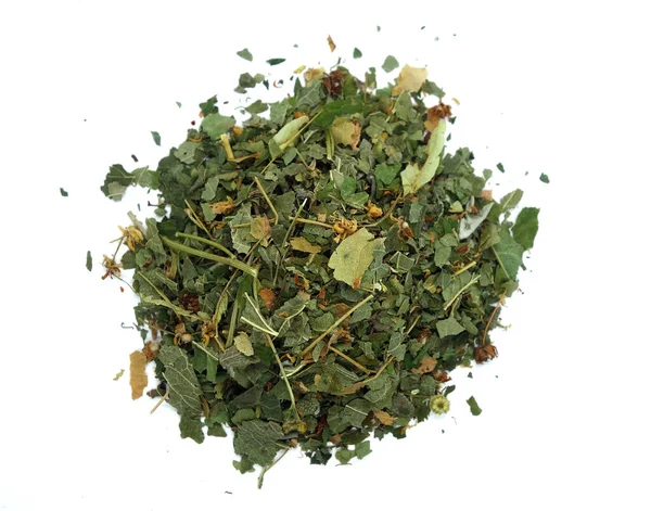 Сухой Травяной Чай Изолирован Белом Продукты Питания Ингредиенты — стоковое фото
