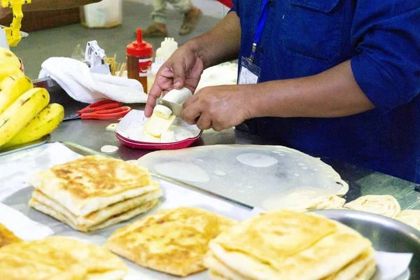 Bangkok Thailand September 2016 Beroemde Aziatische Pannenkoek Bekend Als Roti — Stockfoto