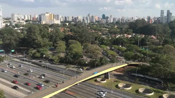 ブラジル サンパウロのIbirapueraの23 Maio Avenue Avenida Maio での交通 — ストック動画