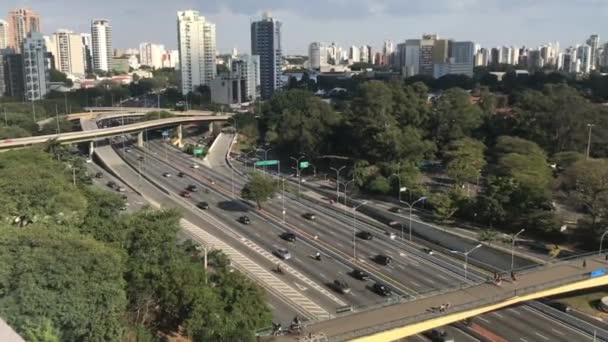 Maio Bulvarı Avenida Maio Sao Paulo Brezilya Trafik — Stok video