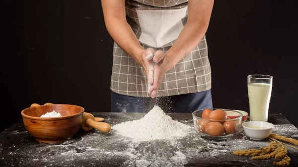 A man is baking homemade bakery