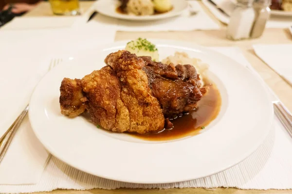 Traditional Food Germany Pork Knuckle Restaurant — Stock Photo, Image