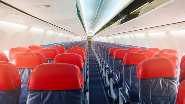 Fondo Fila Del Avión Asientos Vacíos Bordo Viajes Concepto Transporte — Foto de Stock