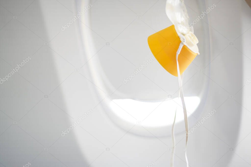 oxygen mask drop from the ceiling compartment on airplane