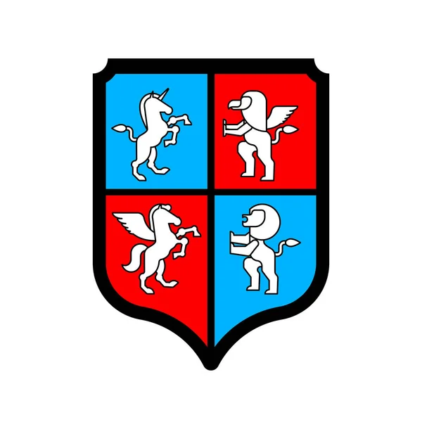 Pajzs Állatok Heraldikai Beállítása Szimbólum Pegasus Oroszlán Griffmadár Vadállat Jel — Stock Vector