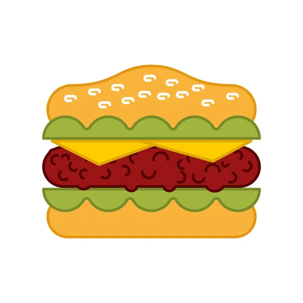 Burger Isolated Cartoon Hamburger White Bacground Vector Illustration — Stock Vector