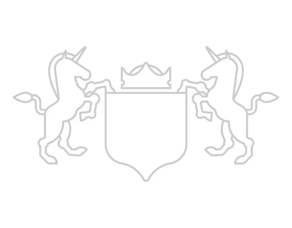 Unicornio Escudo Símbolo Heráldico Firma Animal Para Escudo Armas Ilustración — Archivo Imágenes Vectoriales